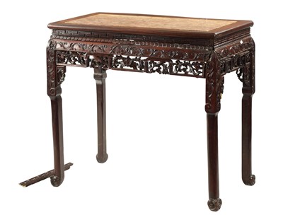 Lot 598 - A 19TH CENTURY CHINESE HARDWOOD ALTAR TABLE