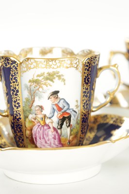 Lot 92 - SET OF FOUR TWO HANDLED DRESDEN CUP AND SAUCERS