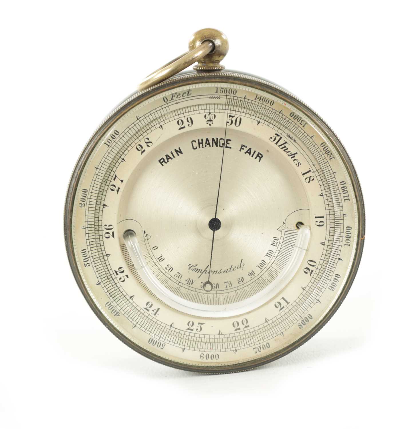 Lot 1247 - A VICTORIAN BRASS ANEROID POCKET BAROMETER