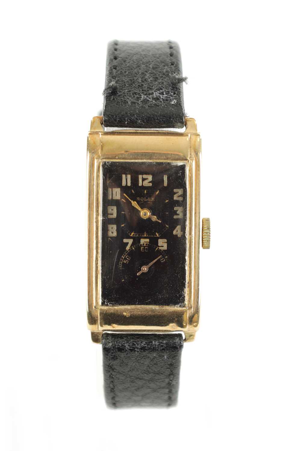 Lot 580 - A VINTAGE 9CT GOLD ROLEX PRINCE 'DOCTORS' GENTLEMAN'S WRISTWATCH WITH RARE BLACK DIAL