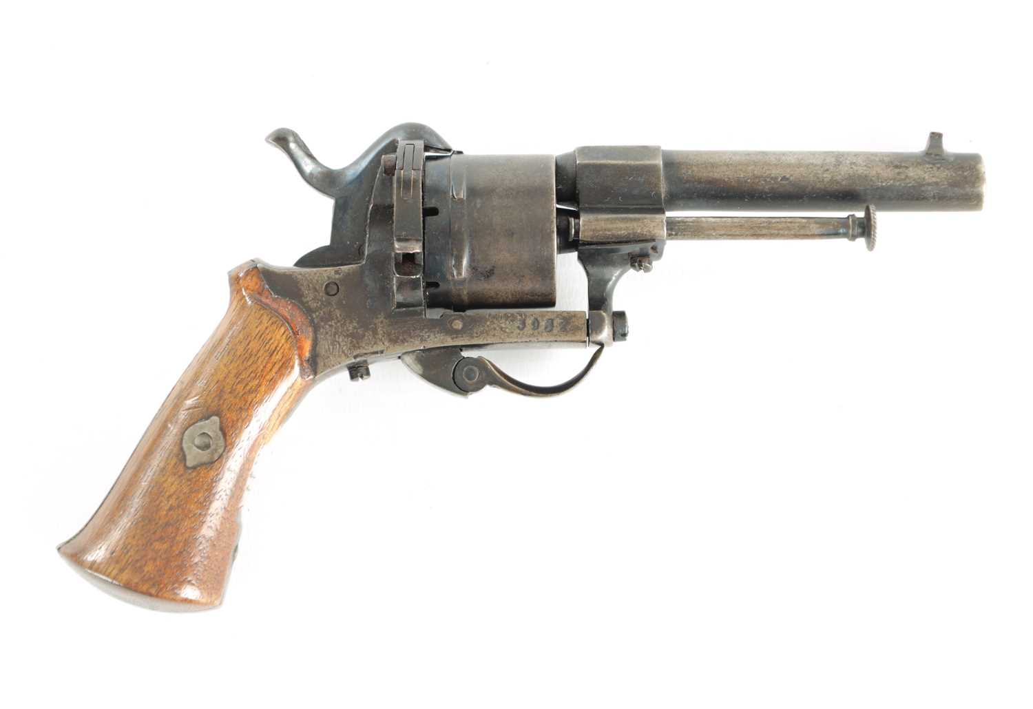 Click A Revolver Lot 652 - A BELGIUM SIX SHOT PINFIRE REVOLVER