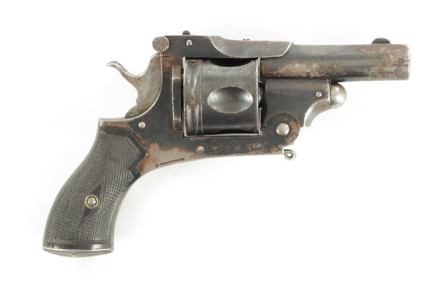 Click A Revolver Lot 648 - A BELGIUM FIVE SHOT REVOLVER WITH LEATHER