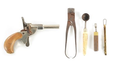 Lot 659 - A NICKEL PLATED STARTER PISTOL AND A COLLECTION OF GUN TOOLS