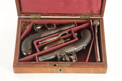 Lot 661 - A CASED PAIR OF FLINTLOCK POCKET PISTOLS SIGNED I. ADAMS, LONDON.