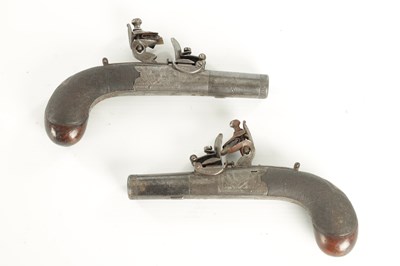 Lot 661 - A CASED PAIR OF FLINTLOCK POCKET PISTOLS SIGNED I. ADAMS, LONDON.