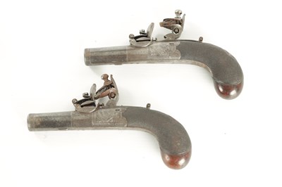 Lot 661 - A CASED PAIR OF FLINTLOCK POCKET PISTOLS SIGNED I. ADAMS, LONDON.