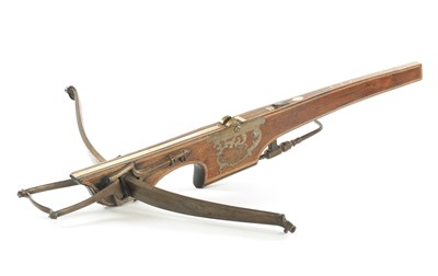 Lot 668 - AN 18TH/19TH CENTURY GERMAN BONE INLAID CROSSBOW