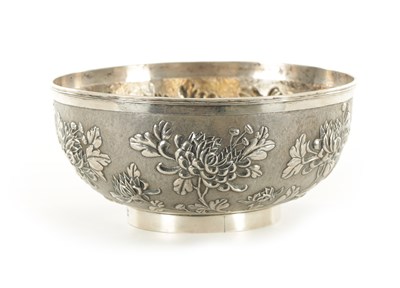 Lot 165 - A LATE 19TH CENTURY CHINESE EXPORT SILVER BOWL BY WANG HING.