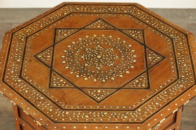 Lot 246 - A 19TH CENTURY ANGLO INDIAN INLAID IVORY AND HARDWOOD OCTAGONAL OCCASIONAL TABLE