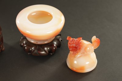 Lot 168 - A COLLECTION OF THREE CHINESE HARDSTONE SCULPTURES