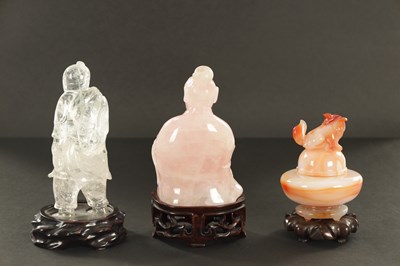 Lot 168 - A COLLECTION OF THREE CHINESE HARDSTONE SCULPTURES