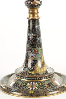 Lot 137 - A PAIR OF EARLY 20TH CENTURY CHINESE CLOISONNE CANDLESTICKS