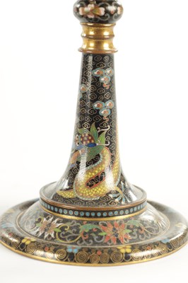 Lot 137 - A PAIR OF EARLY 20TH CENTURY CHINESE CLOISONNE CANDLESTICKS
