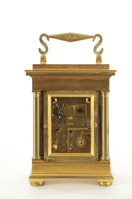 Lot A FINE MID 19TH CENTURY ENGLISH GILT ENGRAVED FUSEE CARRIAGE CLOCK