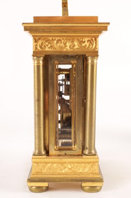 Lot A FINE MID 19TH CENTURY ENGLISH GILT ENGRAVED FUSEE CARRIAGE CLOCK