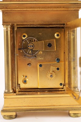 Lot A FINE MID 19TH CENTURY ENGLISH GILT ENGRAVED FUSEE CARRIAGE CLOCK