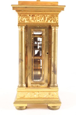 Lot A FINE MID 19TH CENTURY ENGLISH GILT ENGRAVED FUSEE CARRIAGE CLOCK