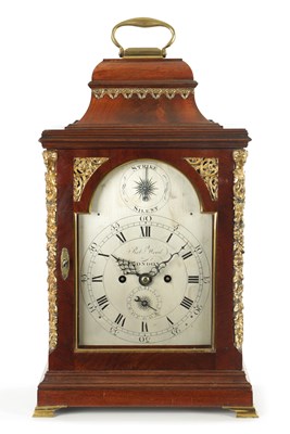 Lot 1104 - ROBERT WOOD, LONDON. A GEORGE III FIGURED MAHOGANY DOUBLE FUSEE VERGE BRACKET CLOCK