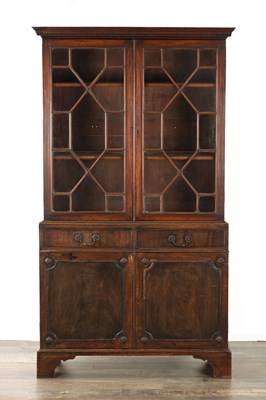 Lot 1518 - A GEORGE III MAHOGANY LIBRARY BOOKCASE OF SMALL SIZE