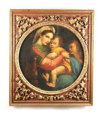 Lot 982 - AFTER RAPHAEL AN 18TH CENTURY OIL ON BOARD ‘THE MADONNA DELLA SEDIA’