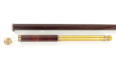 Lot 686 - A GOOD LATE 19TH CENTURY POLISHED HARDWOOD AND GILT BRASS MOUNTED TELESCOPE WALKING CANE