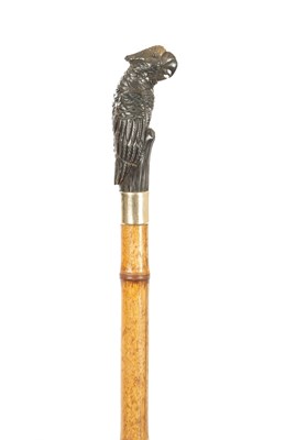 Lot 696 - A LATE 19TH CENTURY CARVED HORN AND BAMBOO WALKING STICK