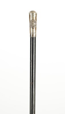 Lot 731 - AN EBONISED AND SILVER MOUNTED SWAGGER STICK