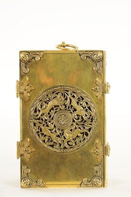 Lot 1081 - HANS SCHNIER IN SPEIR. AN EXTREMELY RARE 16TH CENTURY GILT TRAVELLING BOOK CLOCK