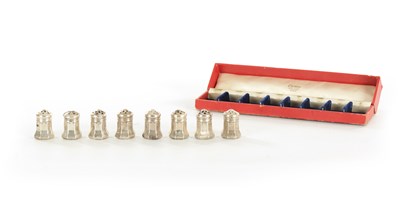 Lot 415 - A CASED SET OF EIGHT CARTIER STERLING SILVER SALTS