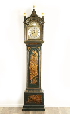 Lot 1186 - THOMAS GARDNER, LONDON. A MID 18TH CENTURY EIGHT-DAY LACQUERED CHINOISERIE LONG-CASE CLOCK