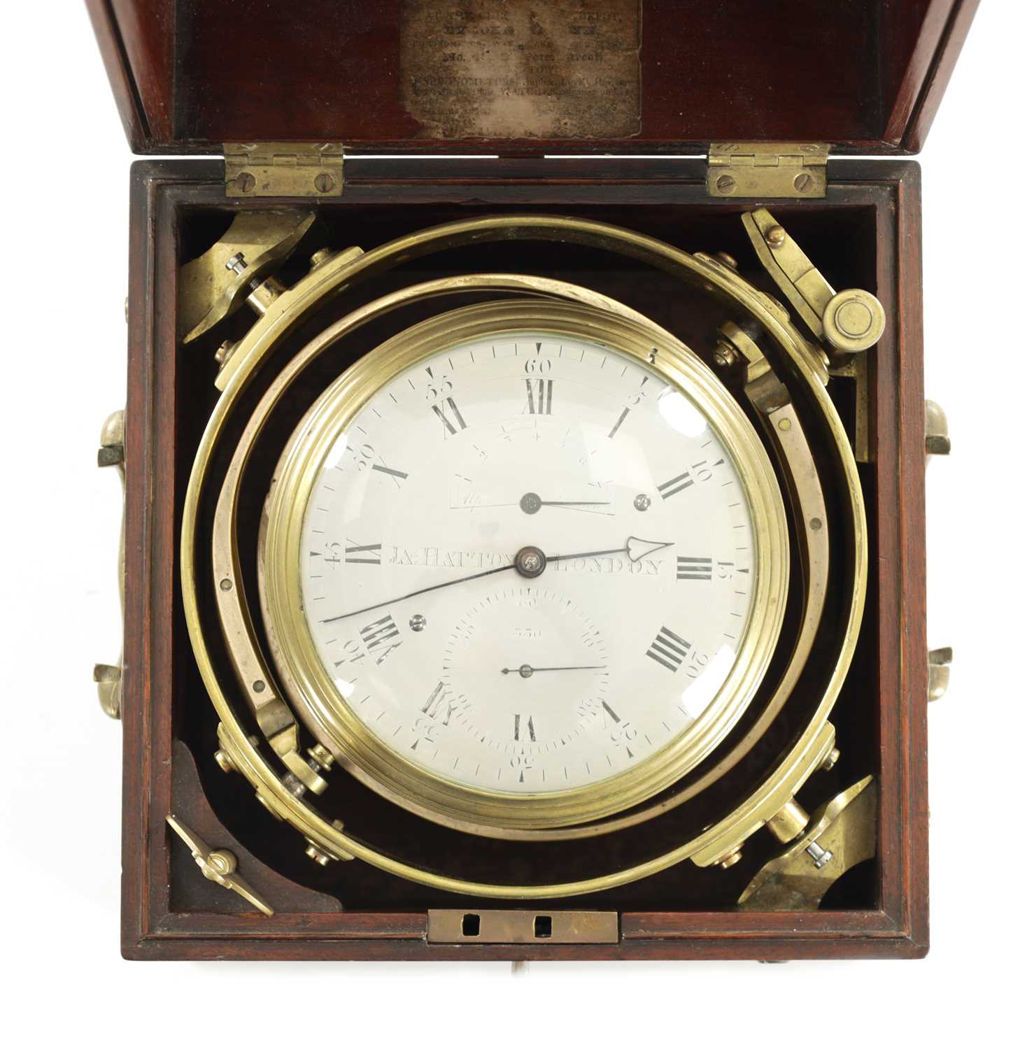 Lot 1148 - JAMES HATTON, LONDON. NO. 330. A RARE AND FINE EARLY 19TH CENTURY EIGHT DAY MARINE CHRONOMETER WITH UNIQUE SPRUNG BOWL DESIGN