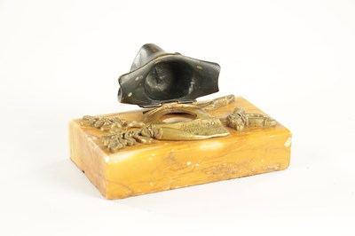 Lot 786 - A NAPOLEAN SIENNA MARBLE AND BRONZE INKWELL