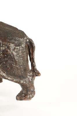 Lot 1320 - A 19TH CENTURY ROOTWOOD CARVING OF A RHINOCEROS