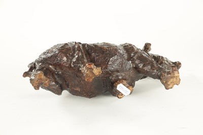 Lot 1320 - A 19TH CENTURY ROOTWOOD CARVING OF A RHINOCEROS