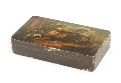 Lot 798 - AN EARLY 19TH CENTURY TOLEWARE LIDDED BOX