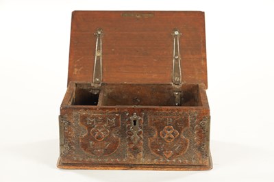 Lot 1163 - AN 18TH CENTURY CARVED WALNUT CONTINENTAL MINIATURE TABLE CASKET