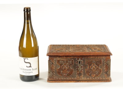 Lot 1163 - AN 18TH CENTURY CARVED WALNUT CONTINENTAL MINIATURE TABLE CASKET