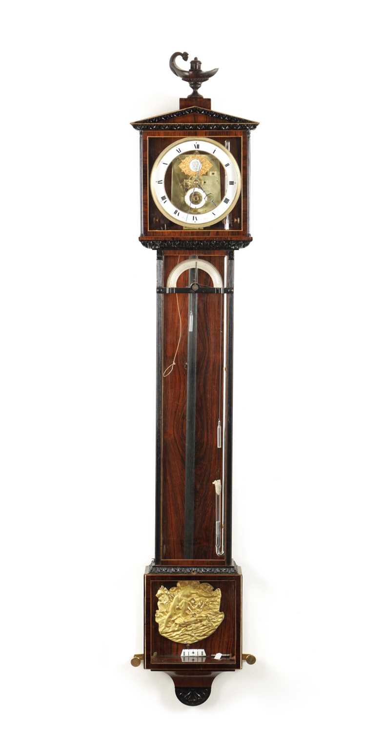 Lot 1234 - AN AUSTRIAN THREE MONTH DURATION BIEDERMEIER REGULATOR WALL CLOCK, SIGNED BRANDL IN WIEN