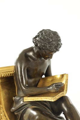 Lot 802 - A PAIR OF 19TH CENTURY FRENCH PATINATED AND GILT BRONZE BOOKENDS