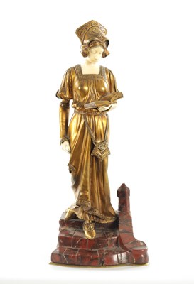 Lot 889 - ETIENNE WATRIN (FRENCH, 1915) A GILT BRONZE AND IVORY FIGURAL SCULPTURE