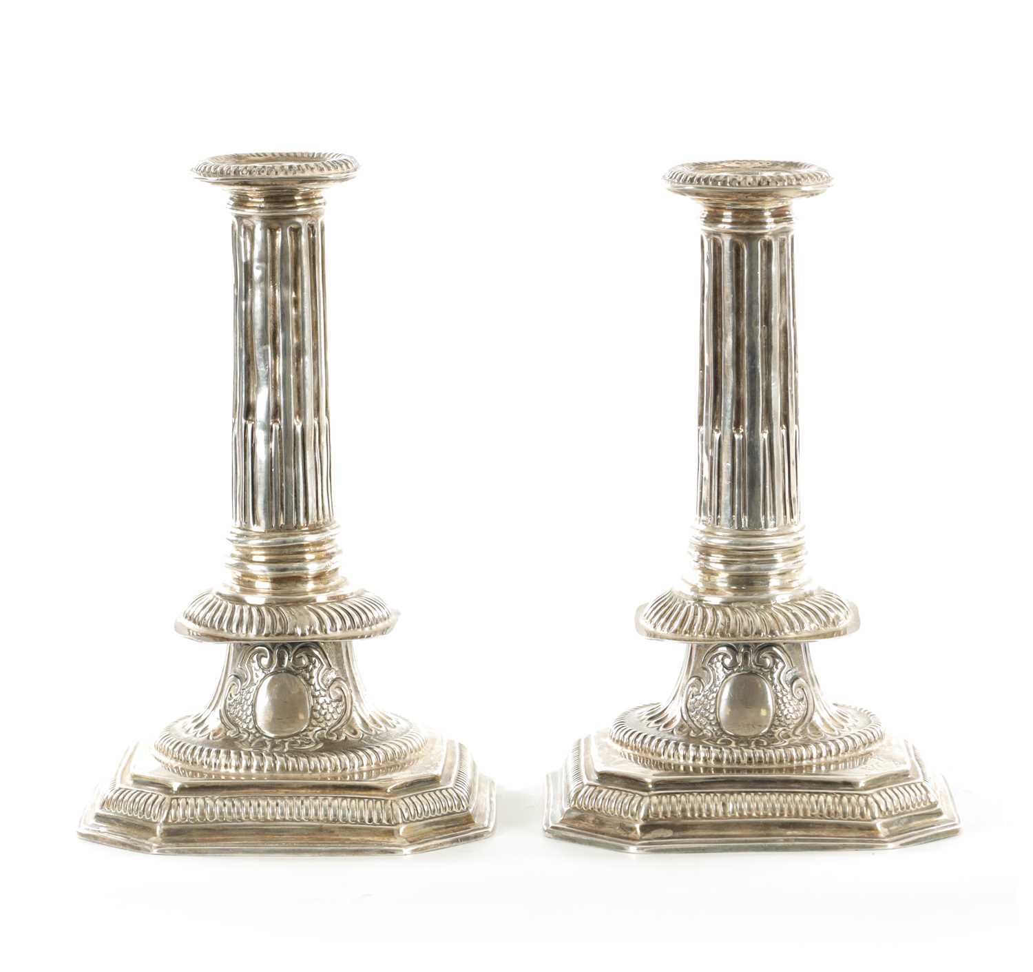 Lot 523 - A PAIR OF WILLIAM AND MARY SILVER CANDLESTICKS