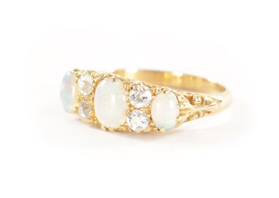 Lot 293 - AN 18CT GOLD OPAL AND DIAMOND RING