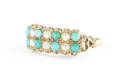 Lot 315 - A 9CT GOLD PEARL AND TURQUOISE RING