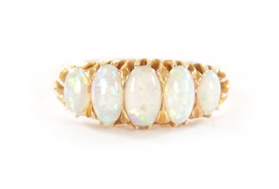 Lot 362 - AN 18CT GOLD OPAL RING FIVE STONE