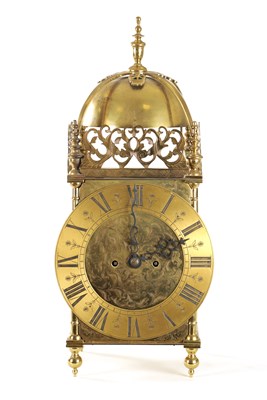 Lot 1136 - A LARGE LATE 19TH CENTURY DOUBLE FUSEE LANTERN CLOCK