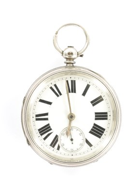 Lot 562 - A 19TH CENTURY SILVER OPEN FACE KEY-WIND GENTLEMAN'S POCKET WATCH