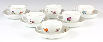 Lot 70 - A SET OF SIX 19TH CENTURY MEISSEN CUPS AND...