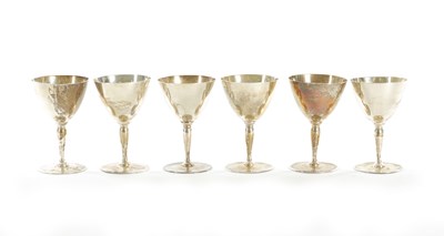 Lot 531 - A SET OF SIX TIFFANY & CO STERLING SILVER WINE GOBLETS