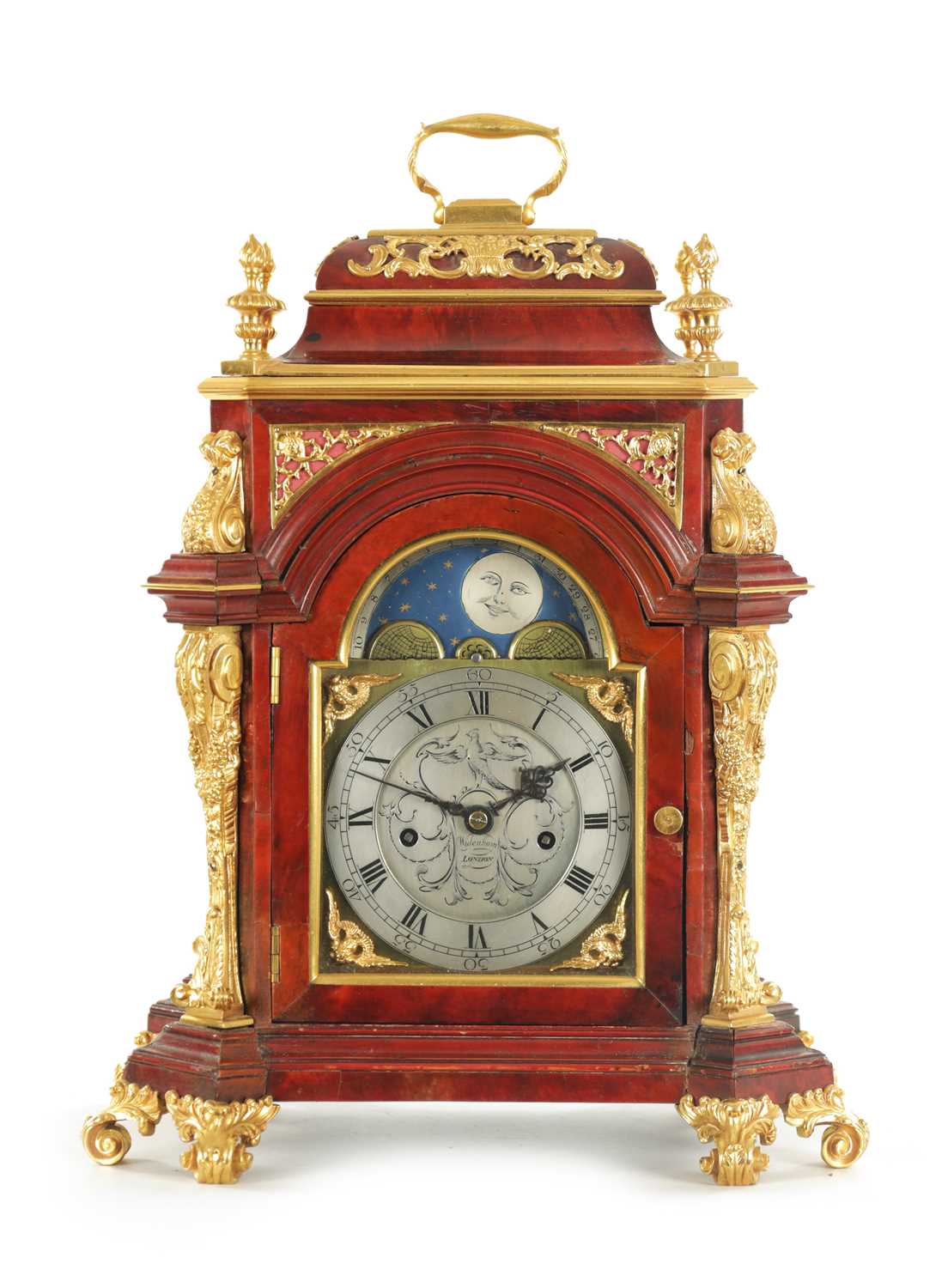 Lot 1217 - WIDENHAM, LONDON. A SMALL LATE 19TH CENTURY ORMOLU MOUNTED TORTOISESHELL VENEERED BRACKET CLOCK