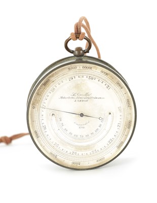 Lot 1250 - A 19TH CENTURY BRASS POCKET BAROMETER AND COMPASS